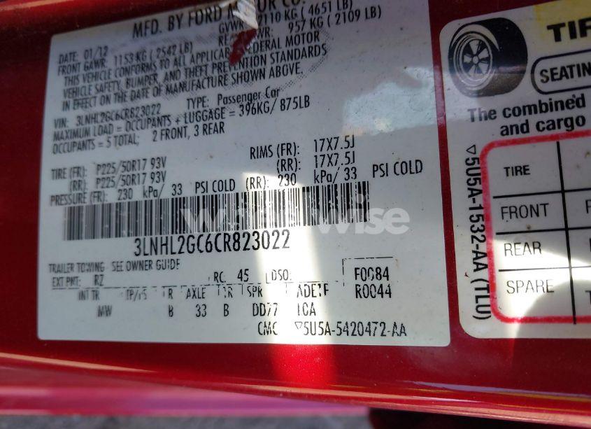 Photo 9 of 2012 Lincoln Mkz (VIN 3LNHL2GC6CR823022)