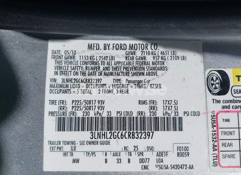 Photo 9 of 2012 Lincoln Mkz (VIN 3LNHL2GC6CR832397)