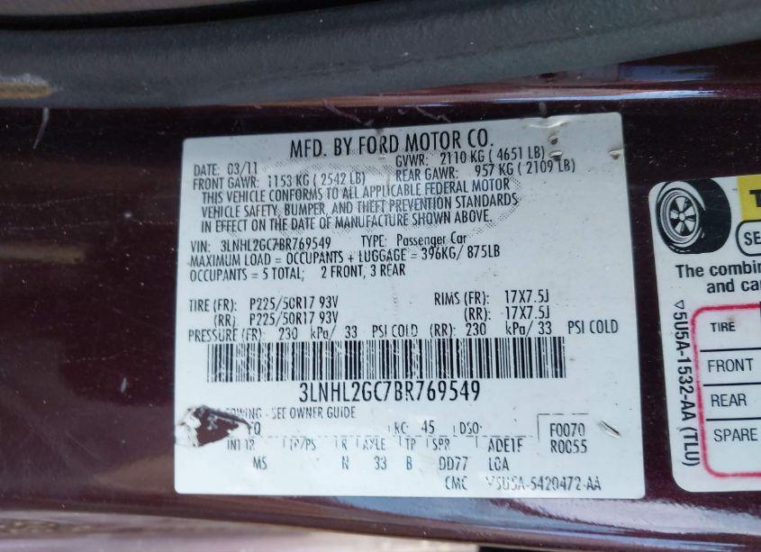 Photo 9 of 2011 Lincoln Mkz (VIN 3LNHL2GC7BR769549)