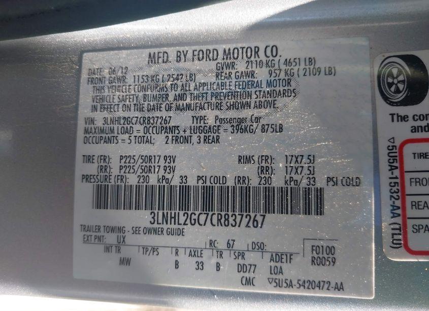 Photo 9 of 2012 Lincoln Mkz (VIN 3LNHL2GC7CR837267)