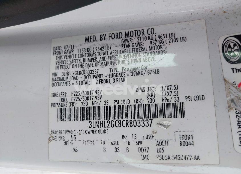 Photo 9 of 2012 Lincoln Mkz (VIN 3LNHL2GC8CR803337)