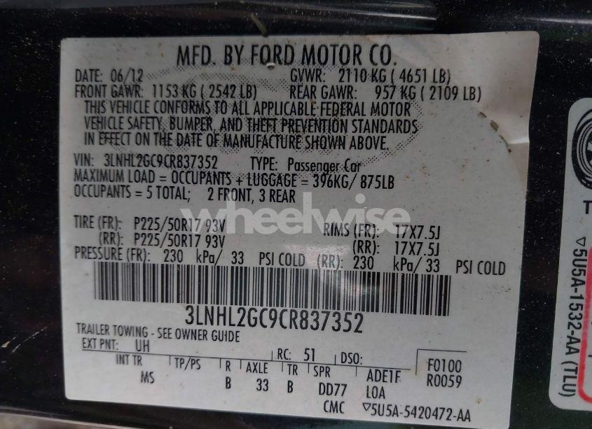 Photo 9 of 2012 Lincoln Mkz (VIN 3LNHL2GC9CR837352)