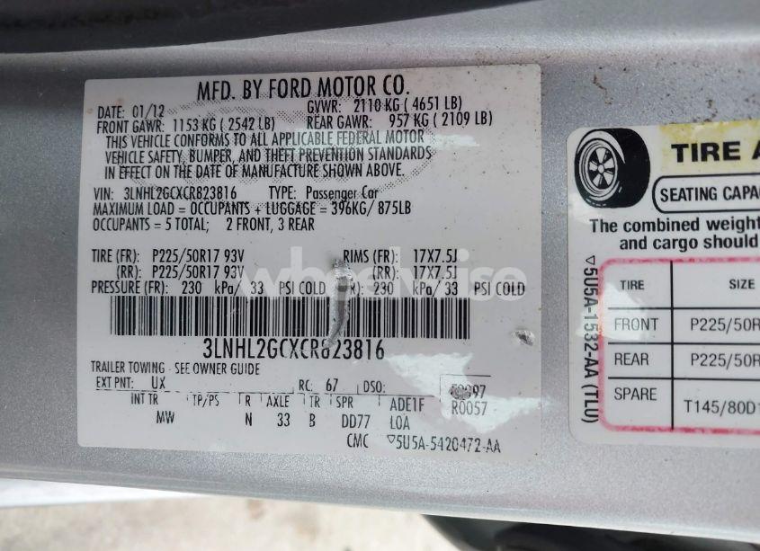 Photo 9 of 2012 Lincoln Mkz (VIN 3LNHL2GCXCR823816)