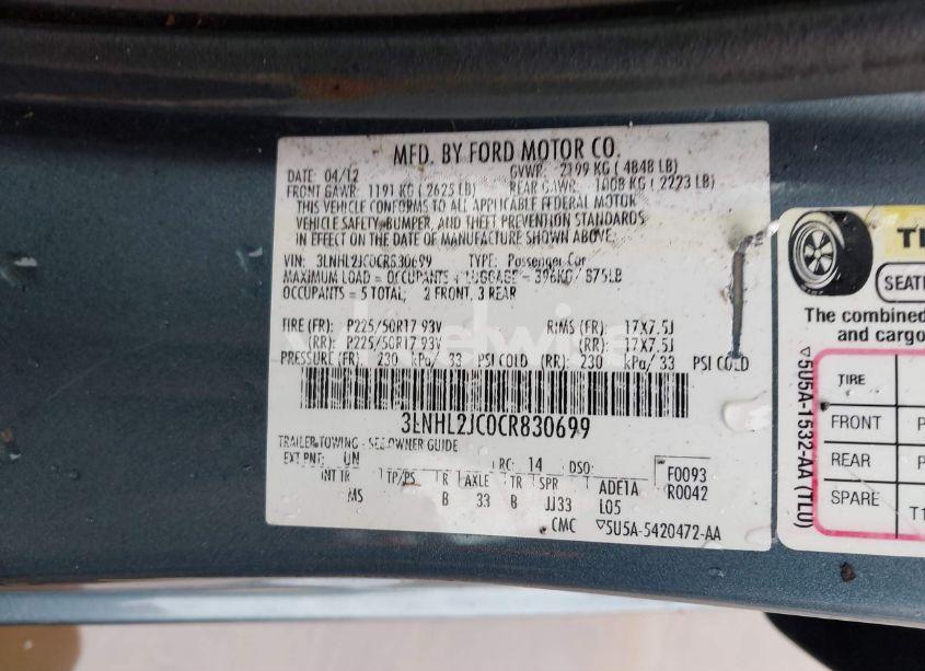 Photo 9 of 2012 Lincoln Mkz (VIN 3LNHL2JC0CR830699)