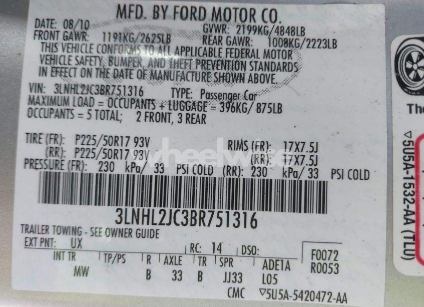 Photo 9 of 2011 Lincoln Mkz (VIN 3LNHL2JC3BR751316)