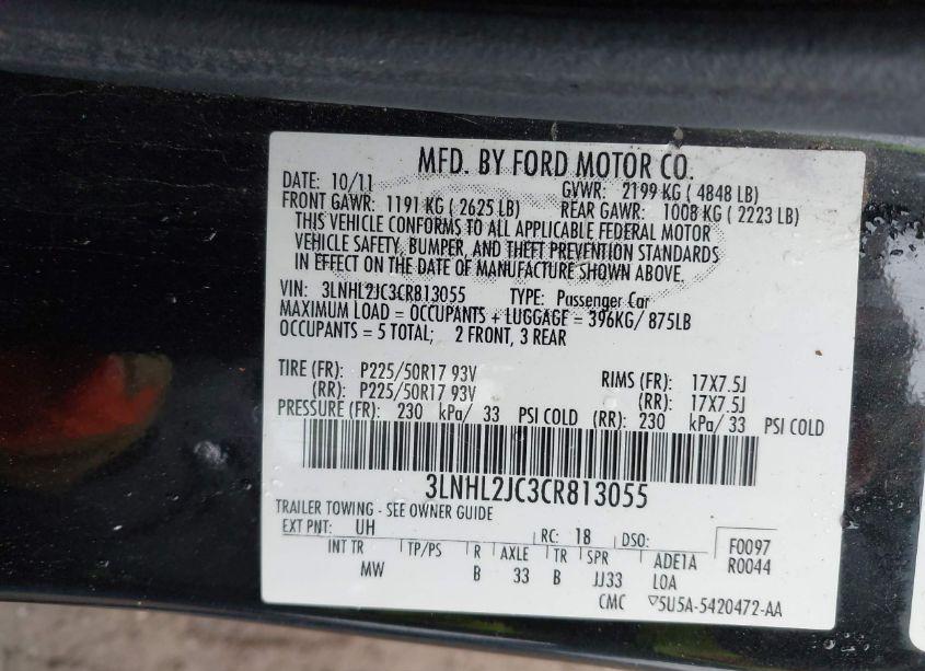 Photo 9 of 2012 Lincoln Mkz (VIN 3LNHL2JC3CR813055)