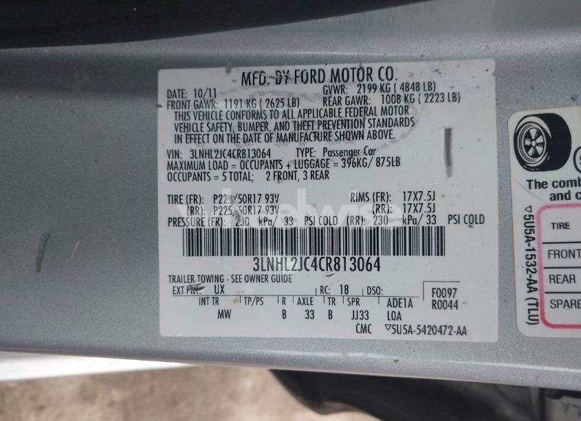 Photo 9 of 2012 Lincoln Mkz (VIN 3LNHL2JC4CR813064)