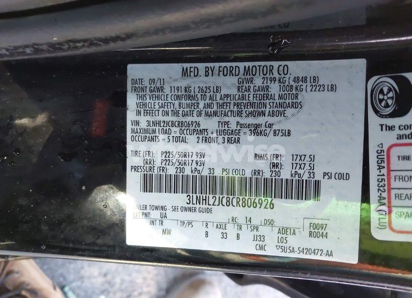 Photo 9 of 2012 Lincoln Mkz (VIN 3LNHL2JC8CR806926)