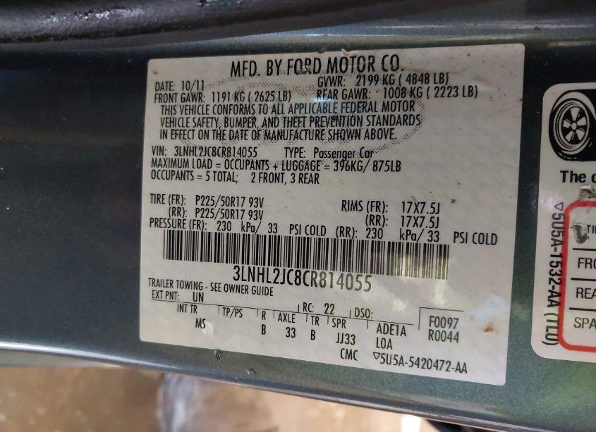 Photo 9 of 2012 Lincoln Mkz (VIN 3LNHL2JC8CR814055)