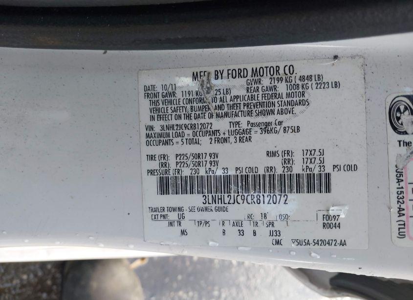 Photo 9 of 2012 Lincoln Mkz (VIN 3LNHL2JC9CR812072)