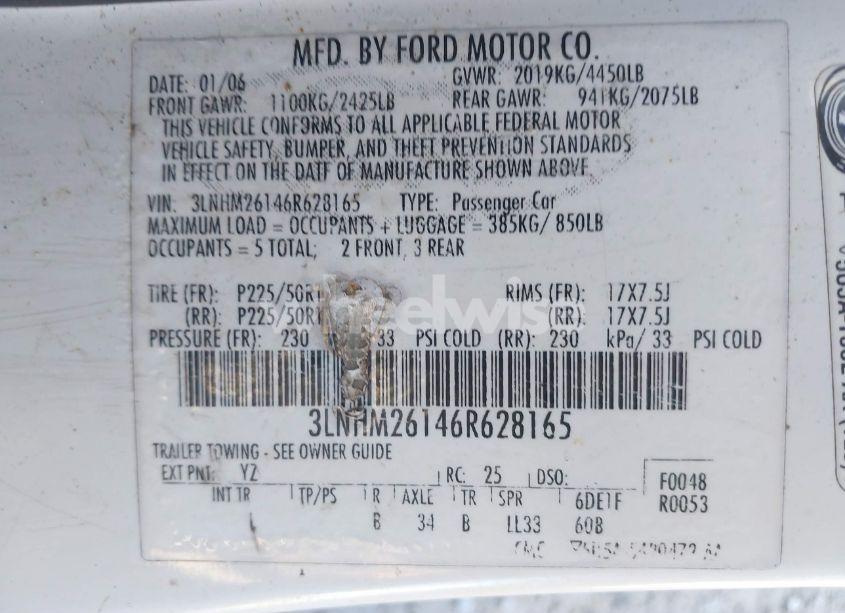 Photo 9 of 2006 Lincoln Zephyr (VIN 3LNHM26146R628165)