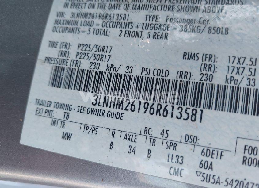 Photo 9 of 2006 Lincoln Zephyr (VIN 3LNHM26196R613581)