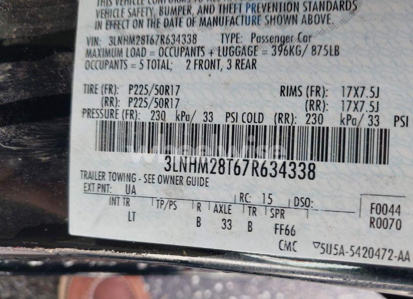 Photo 9 of 2007 Lincoln Mkz (VIN 3LNHM28T67R634338)