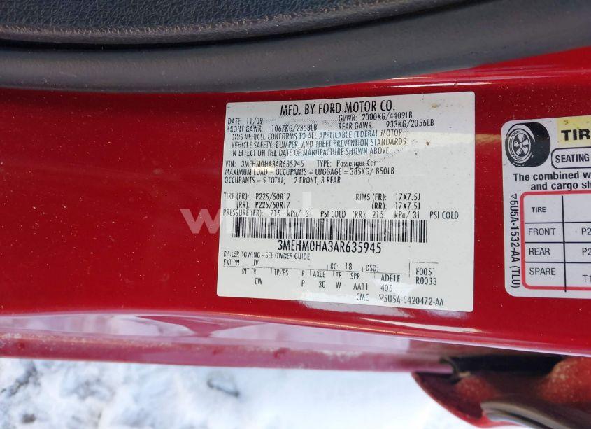 Photo 9 of 2010 Mercury Milan (VIN 3MEHM0HA3AR635945)