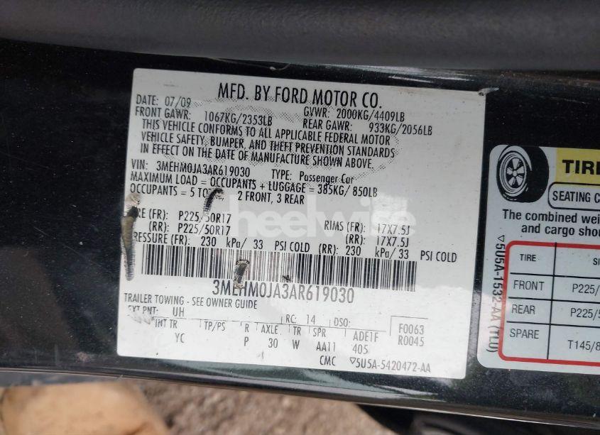 Photo 9 of 2010 Mercury Milan PREMIER (VIN 3MEHM0JA3AR619030)