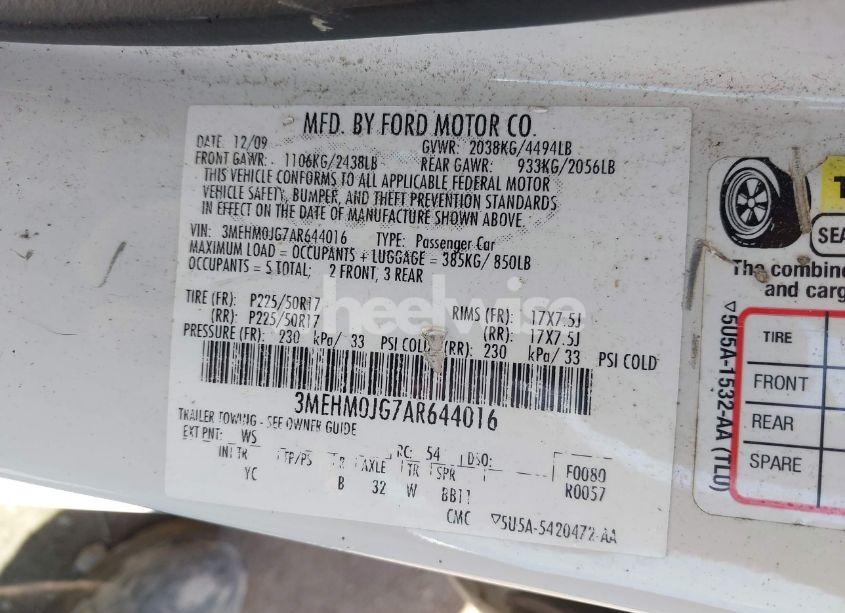 Photo 9 of 2010 Mercury Milan PREMIER (VIN 3MEHM0JG7AR644016)