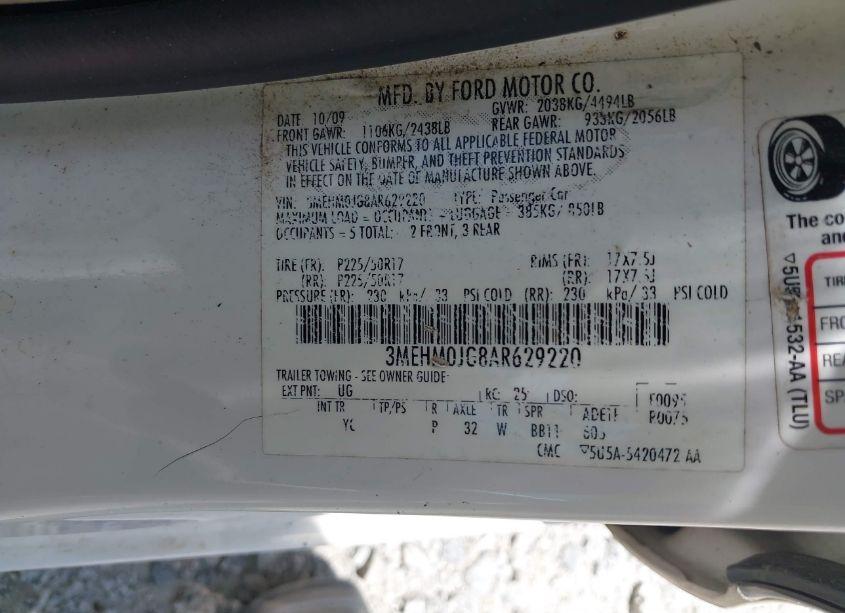 Photo 9 of 2010 Mercury Milan PREMIER (VIN 3MEHM0JG8AR629220)