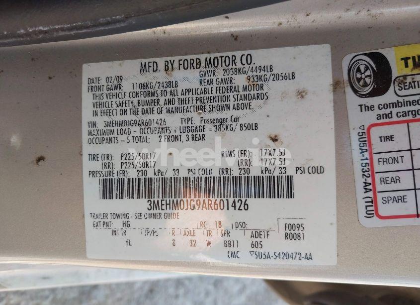 Photo 9 of 2010 Mercury Milan PREMIER (VIN 3MEHM0JG9AR601426)