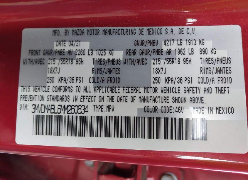 Photo 9 of 2021 Mazda Cx-30 SELECT (VIN 3MVDMABL6MM260634)