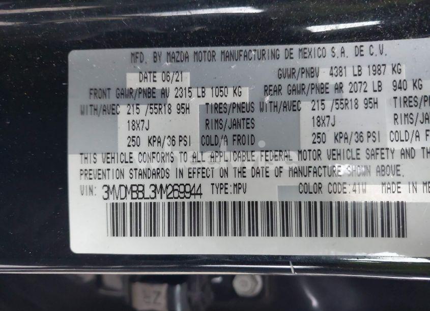 Photo 9 of 2021 Mazda Cx-30 SELECT (VIN 3MVDMBBL3MM269944)