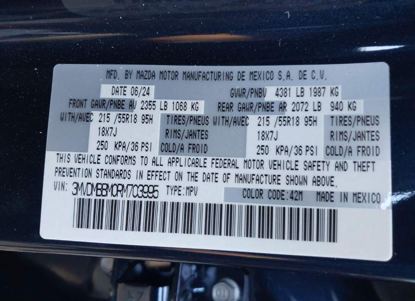 Photo 9 of 2024 Mazda Cx-30 2.5 S SELECT SPORT (VIN 3MVDMBBM0RM703995)