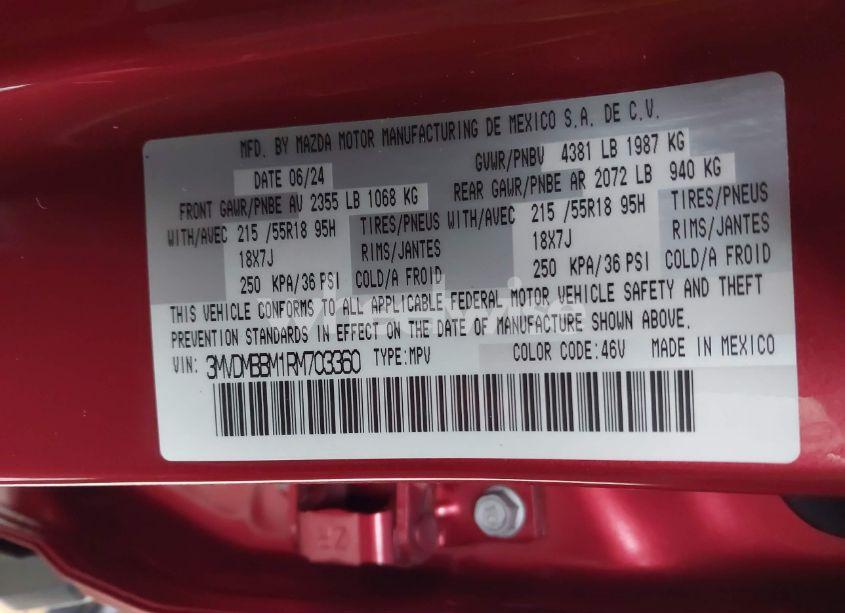 Photo 9 of 2024 Mazda Cx-30 2.5 S SELECT SPORT (VIN 3MVDMBBM1RM703360)