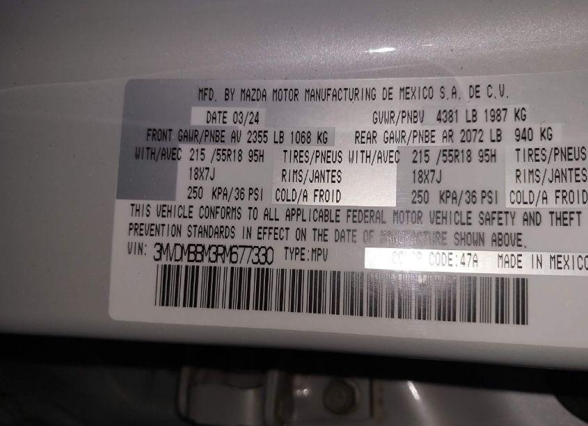 Photo 9 of 2024 Mazda Cx-30 2.5 S SELECT SPORT (VIN 3MVDMBBM3RM677330)