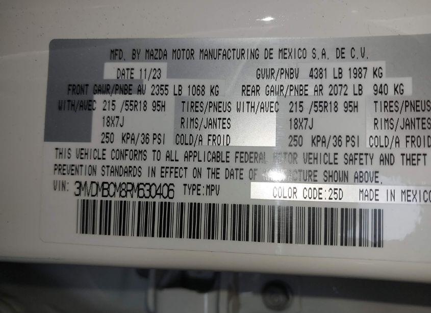 Photo 9 of 2024 Mazda Cx-30 2.5 S PREFERRED PACKAGE (VIN 3MVDMBCM8RM630406)