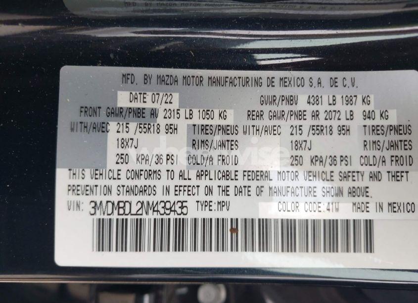 Photo 9 of 2022 Mazda Cx-30 PREMIUM (VIN 3MVDMBDL2NM439435)