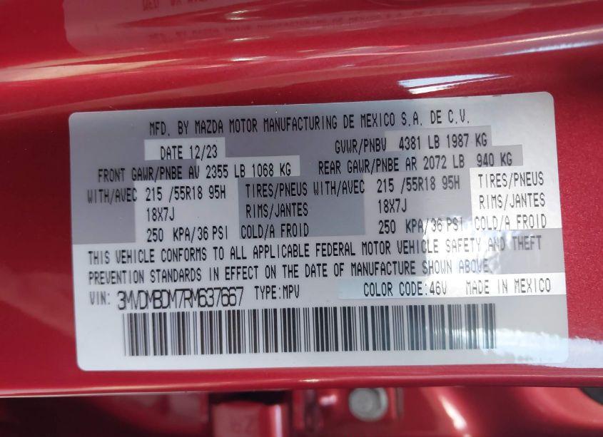 Photo 9 of 2024 Mazda Cx-30 2.5 S PREMIUM PACKAGE (VIN 3MVDMBDM7RM637667)