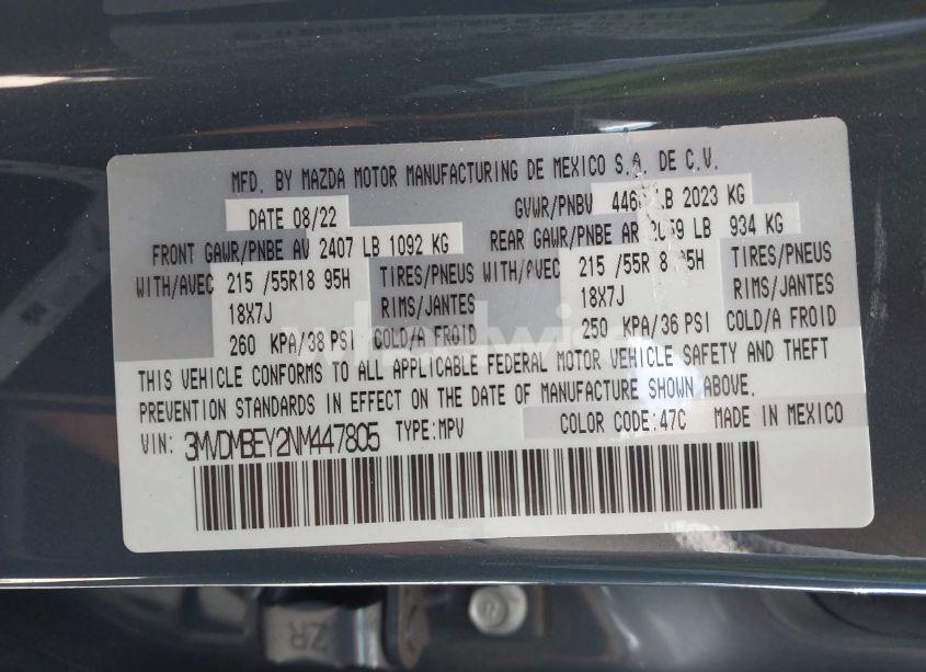 Photo 9 of 2022 Mazda Cx-30 2.5 TURBO PREMIUM PLUS (VIN 3MVDMBEY2NM447805)