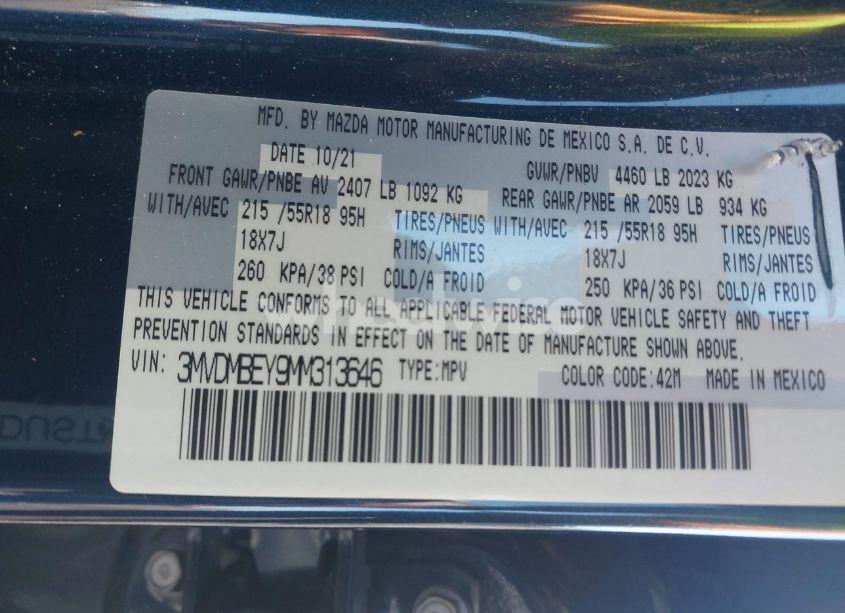 Photo 9 of 2021 Mazda Cx-30 2.5 TURBO PREMIUM PLUS (VIN 3MVDMBEY9MM313646)