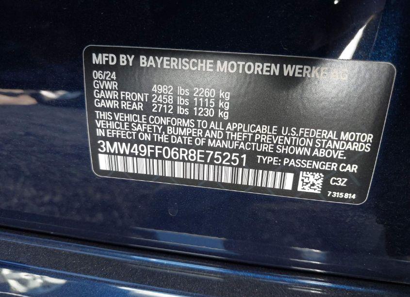 Photo 9 of 2024 Bmw M340i M340I XDRIVE (VIN 3MW49FF06R8E75251)