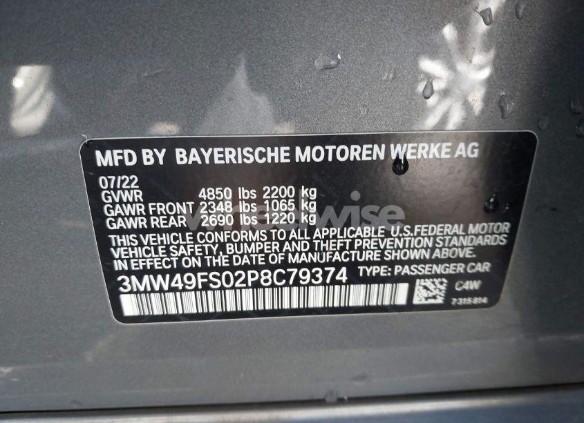 Photo 9 of 2023 Bmw 3 SERIES M340I (VIN 3MW49FS02P8C79374)