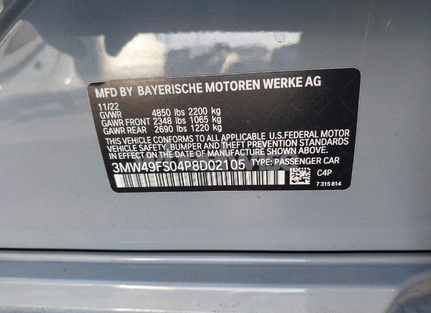 Photo 9 of 2023 Bmw 3 SERIES M340I (VIN 3MW49FS04P8D02105)