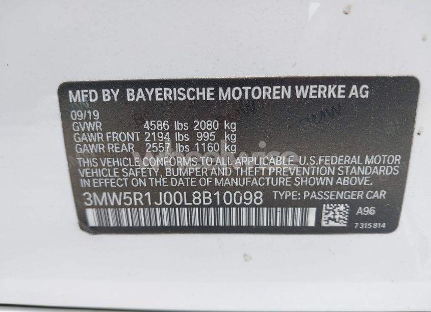 Photo 9 of 2020 Bmw 330i (VIN 3MW5R1J00L8B10098)