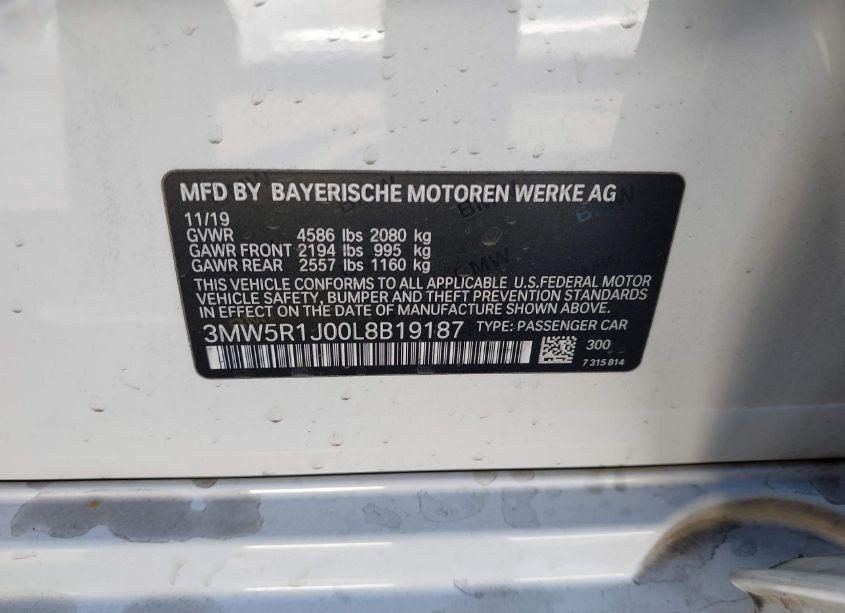 Photo 9 of 2020 Bmw 330i (VIN 3MW5R1J00L8B19187)
