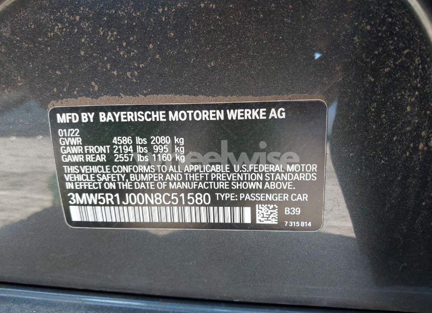 Photo 9 of 2022 Bmw 330i N/A (VIN 3MW5R1J00N8C51580)