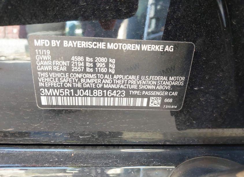 Photo 9 of 2020 Bmw 330i (VIN 3MW5R1J04L8B16423)