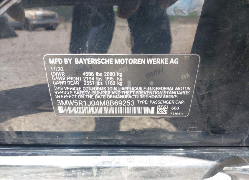 Photo 9 of 2021 Bmw 330i (VIN 3MW5R1J04M8B69253)