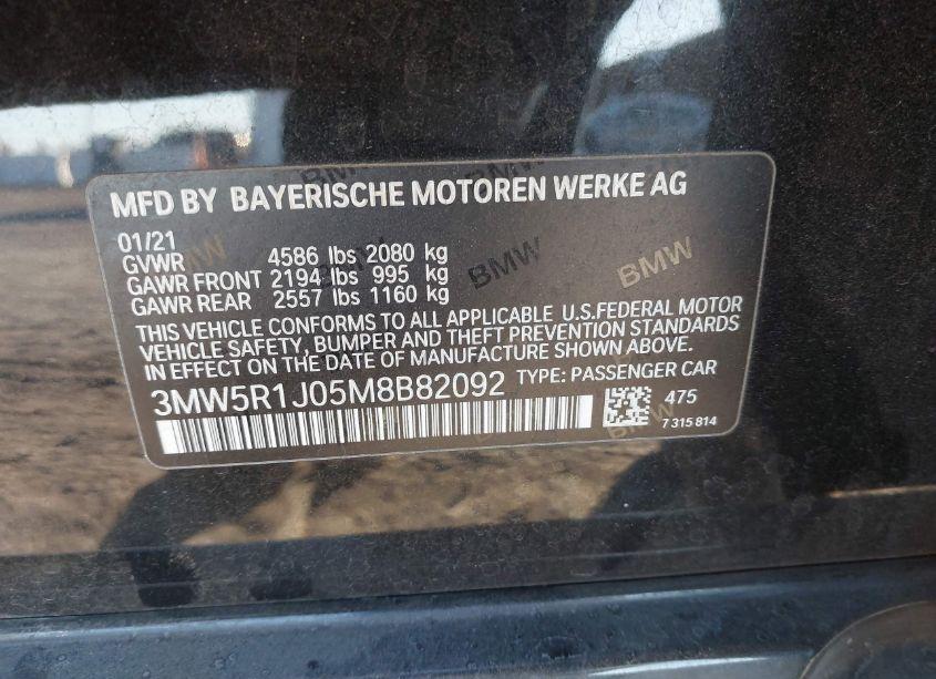 Photo 9 of 2021 Bmw 330i (VIN 3MW5R1J05M8B82092)