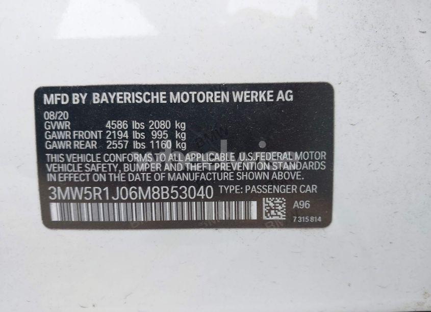 Photo 9 of 2021 Bmw 330i (VIN 3MW5R1J06M8B53040)