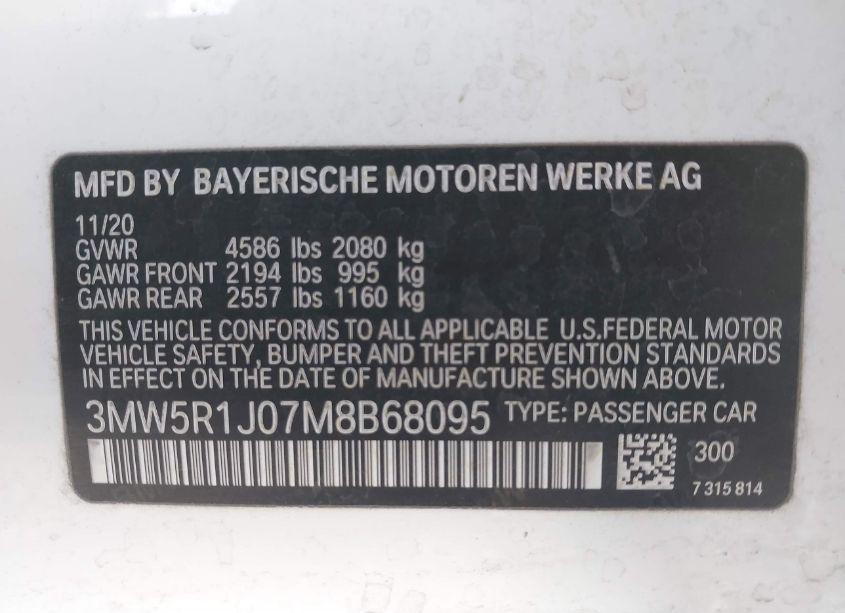Photo 9 of 2021 Bmw 330i (VIN 3MW5R1J07M8B68095)