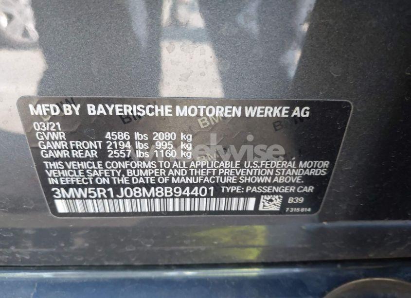 Photo 9 of 2021 Bmw 330i (VIN 3MW5R1J08M8B94401)
