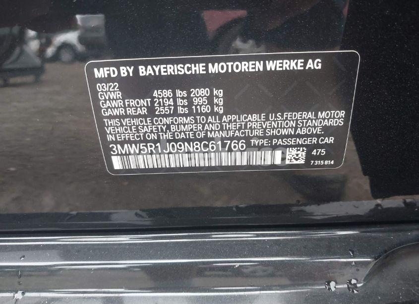 Photo 9 of 2022 Bmw 330i N/A (VIN 3MW5R1J09N8C61766)