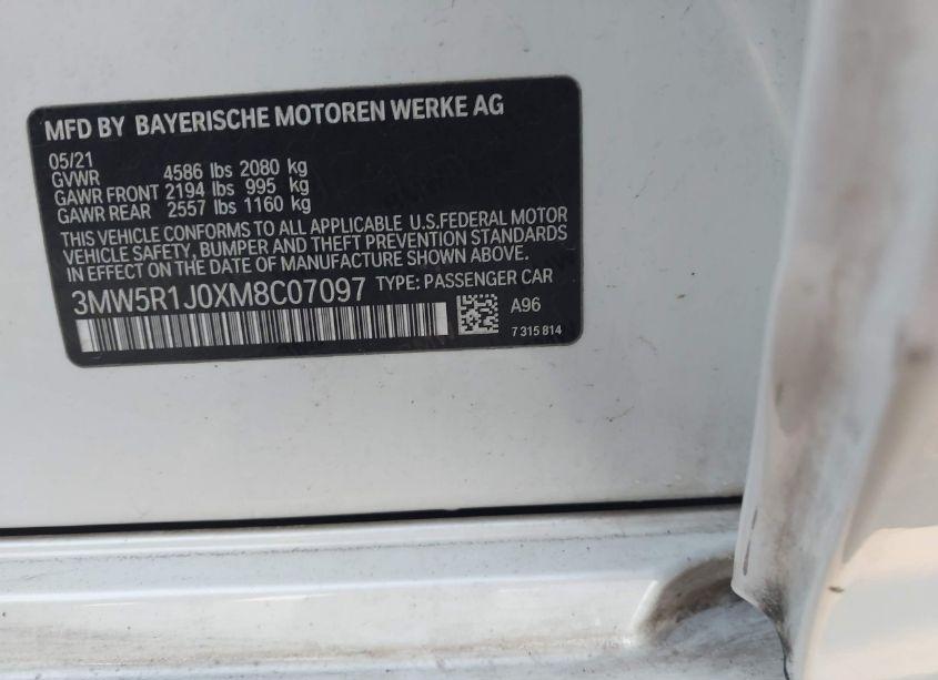 Photo 9 of 2021 Bmw 330i (VIN 3MW5R1J0XM8C07097)