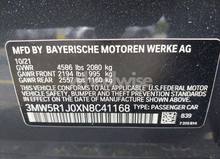 Photo 9 of 2022 Bmw 330i N/A (VIN 3MW5R1J0XN8C41168)