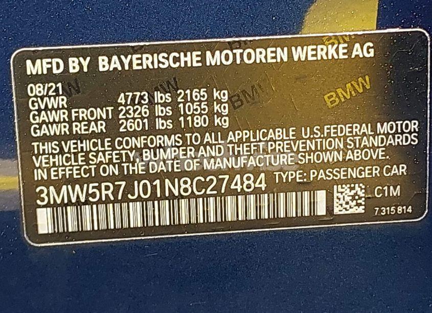 Photo 9 of 2022 Bmw 330i XDRIVE (VIN 3MW5R7J01N8C27484)