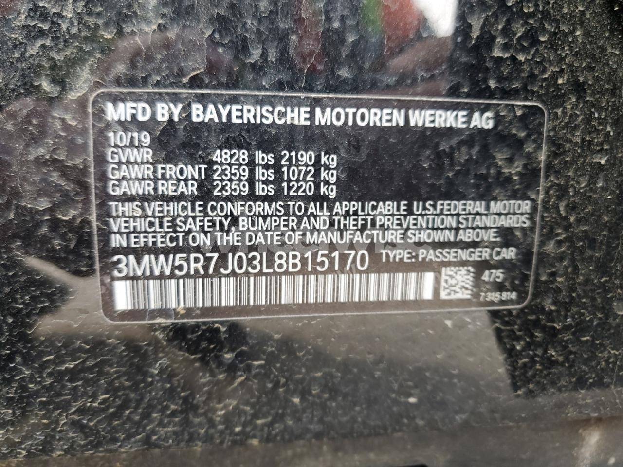 Photo 12 of 2020 BMW 330XI (VIN 3MW5R7J03L8B15170)