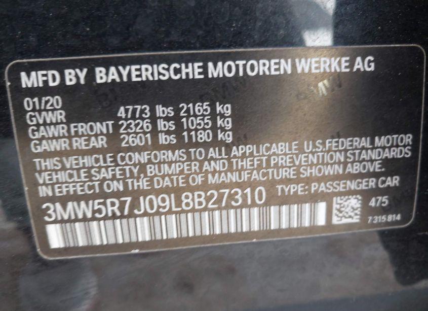 Photo 9 of 2020 Bmw 330i XDRIVE (VIN 3MW5R7J09L8B27310)